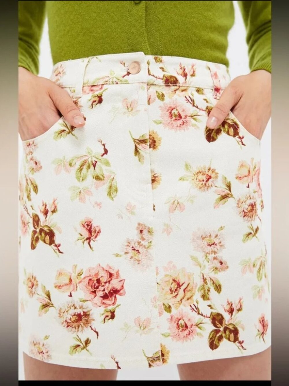 Tuckernuck Romantic Floral Denim Pippa Mini Skirt XS NWT